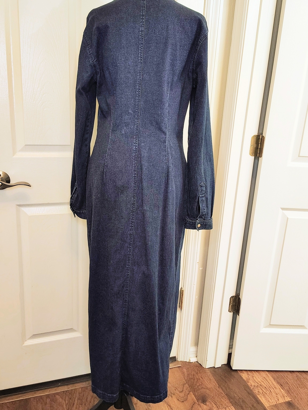 Vintage Newport News Denim Maxi Dress Long Sleeve Mothers Day 90s Y2K Western 12 - Picture 3 of 12